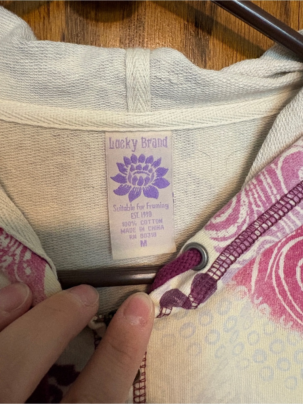 Lucky Brand Pink Purple Floral Zip-Up Hoodie - Picture 3 of 3